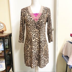 Drift Away Sleepwear Dress Cheetah Print Size S